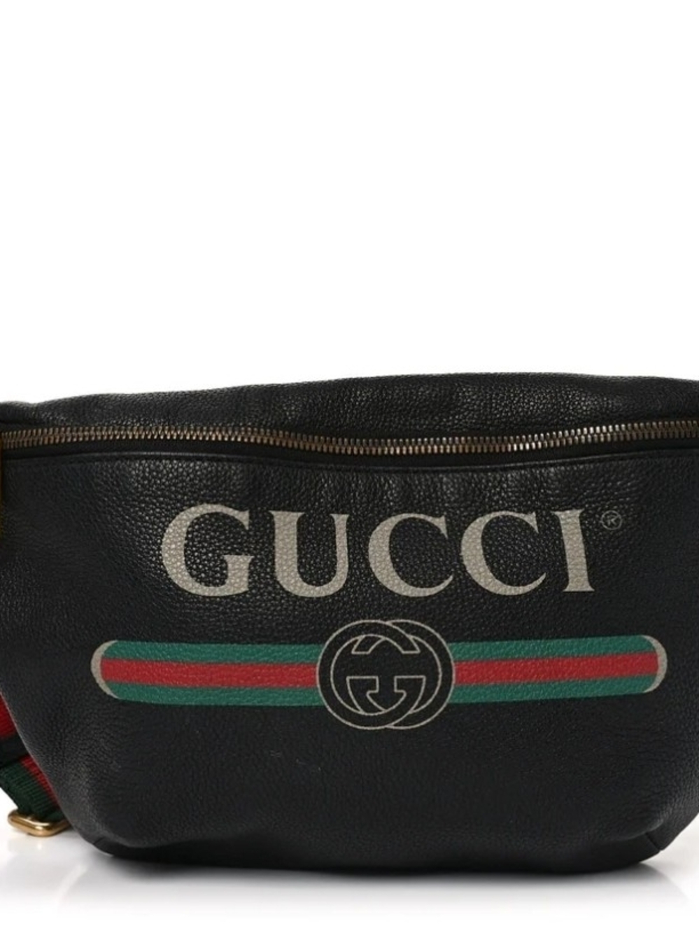 Gucci Black Leather Logo Belt Bag